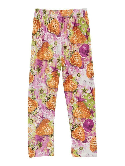Girls Multi Color Strawberry Print Ice Silk Leggings 9M-8 - SophiasStyle.com